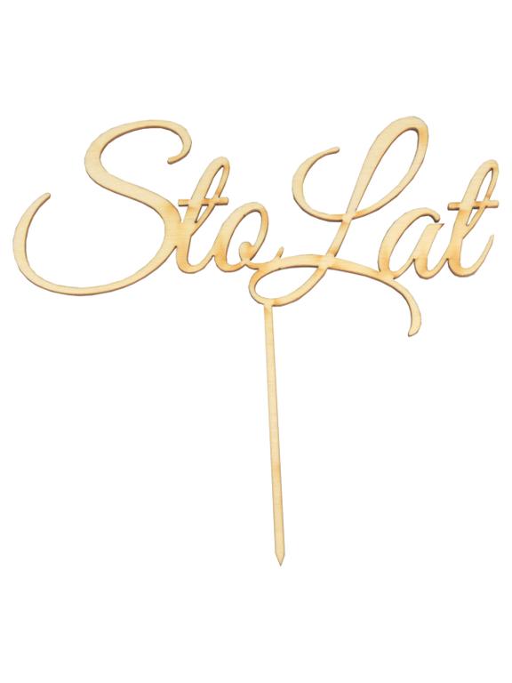 Drewniana dekoracja tortu "Sto lat" - FSC 100%