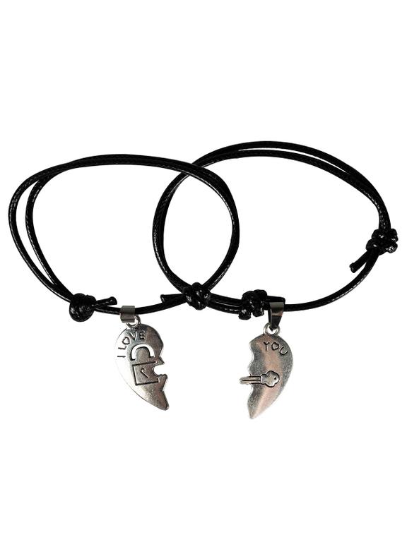 Komplet bransoletek - dwie połówki serca (2 szt.)