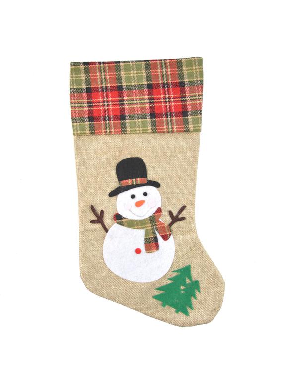 Jutowa skarpeta świąteczna z aplikacją