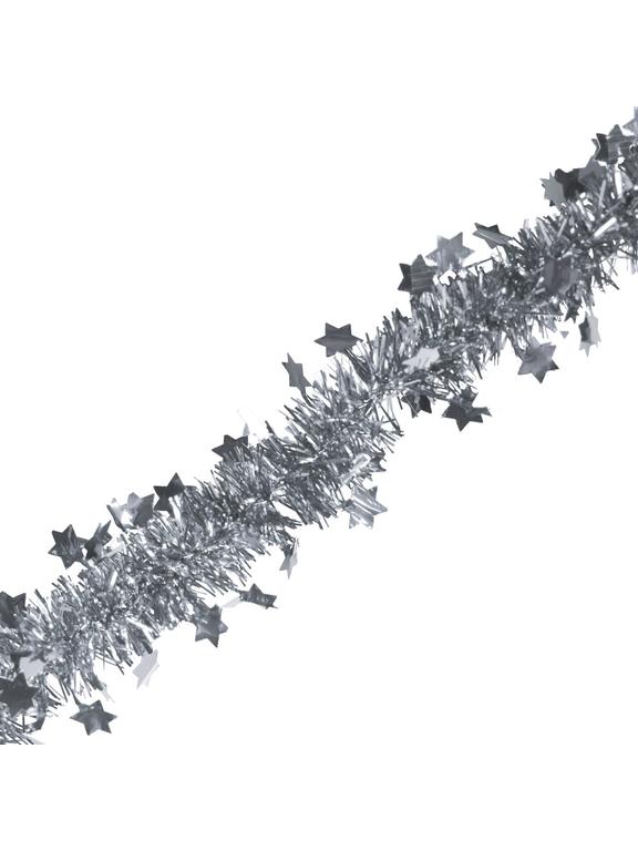 Łańcuch z gwiazdkami/ śnieżynkami srebrny