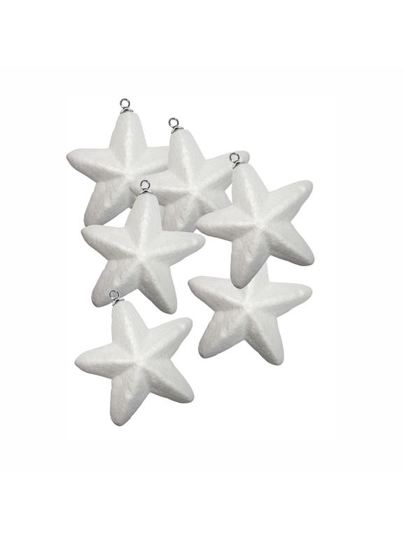 Gwiazdki styropianowe z zawieszkami (6 szt.)