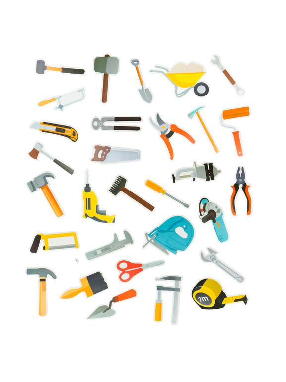 Naklejki narzędzia - mix wzorów (30 szt.)