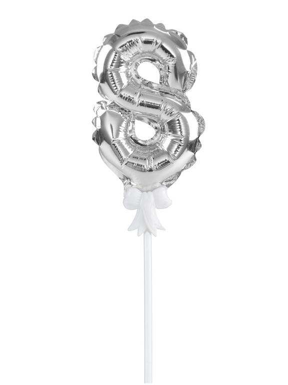 Balon foliowy na patyczku nr 8 srebrny