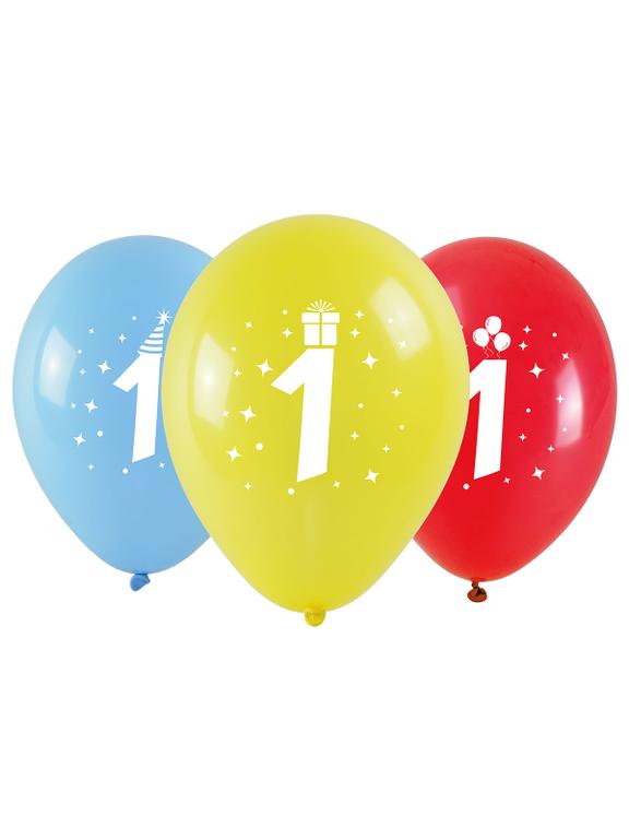 Balony z nadrukiem cyferki - 1 (3 szt.)