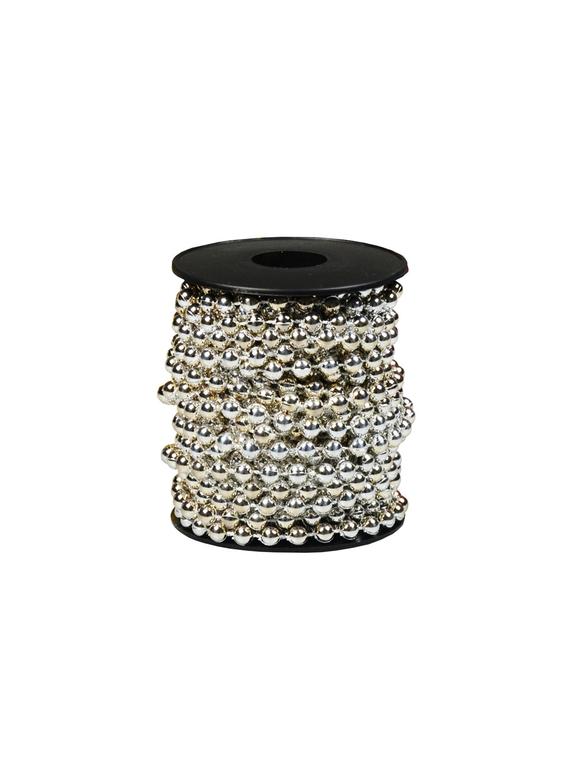 Łańcuch z koralami na szpuli srebrny