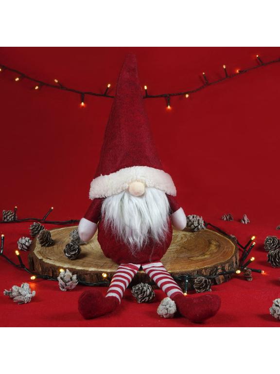 Skrzat z getrami w paski siedzący - czerwony