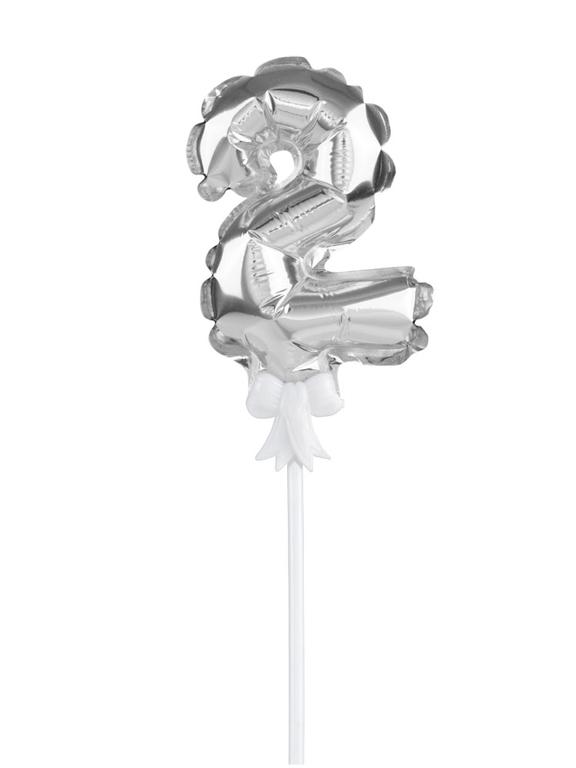 Balon foliowy na patyczku nr 2 srebrny