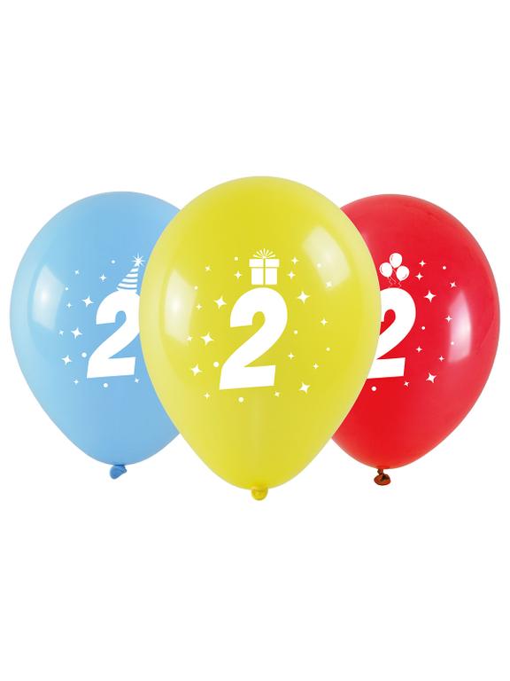 Balony z nadrukiem cyferki - 2 (3 szt.)