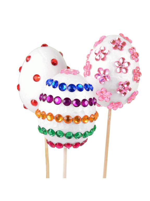 Zestaw dekoracji kreatywnych na piku (jajka x4, kryształki)