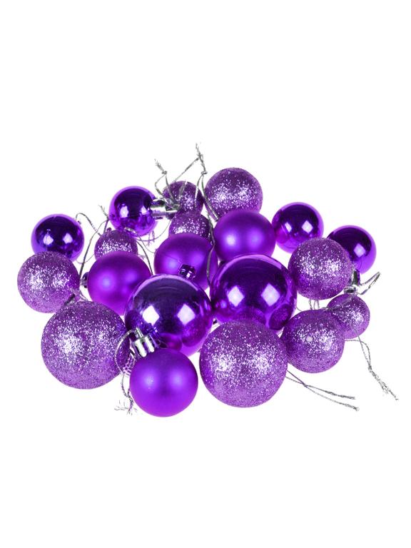Komplet bombek dekorowanych - mix rozmiarów fioletowy
