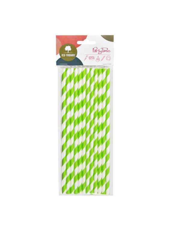 Słomki papierowe - paski limonkowe (12 szt.) - FSC Mix Credit