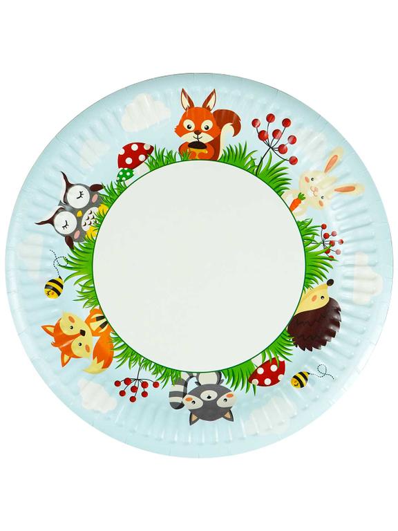 Talerze papierowe - Leśne zwierzątka (8 szt.) - FSC Mix Credit