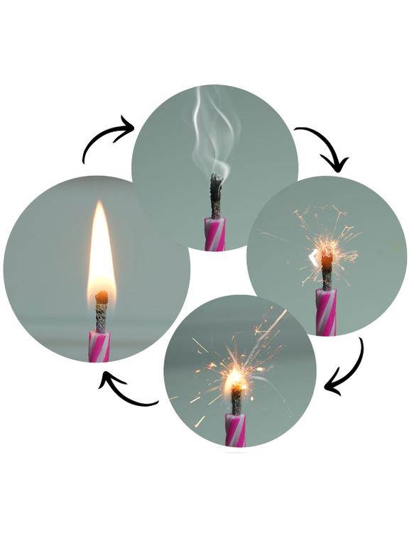 Świeczki urodzinowe - niegasnące psikuski (12 szt.)