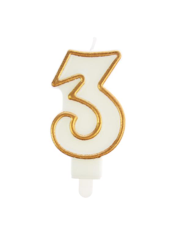 Świeczka cyferka nr 3 złota