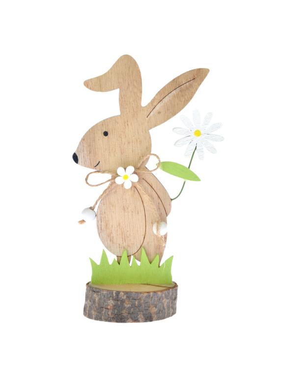 Drewniana dekoracja - zajączek na pniu